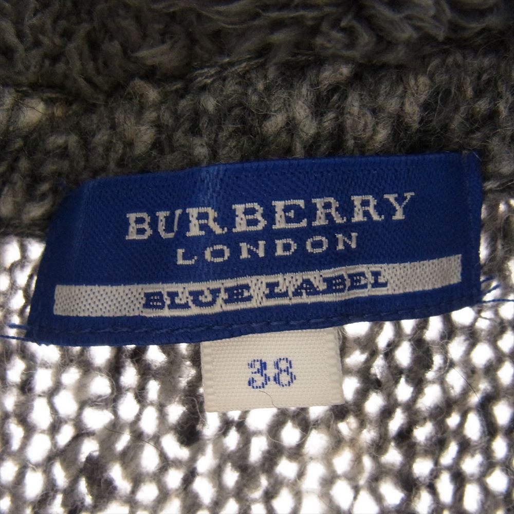 BURBERRY BLUE LABEL バーバリーブルーレーベル FBF10-660-08 ジップ ニット ロング パーカー グレー系 38【中古】