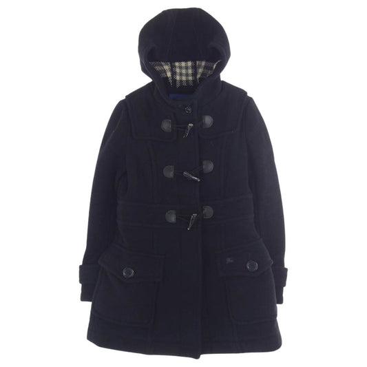 BURBERRY BLUE LABEL バーバリーブルーレーベル FNF06-717-09 裏地チェック ダッフル コート ブラック ブラック系 38【中古】