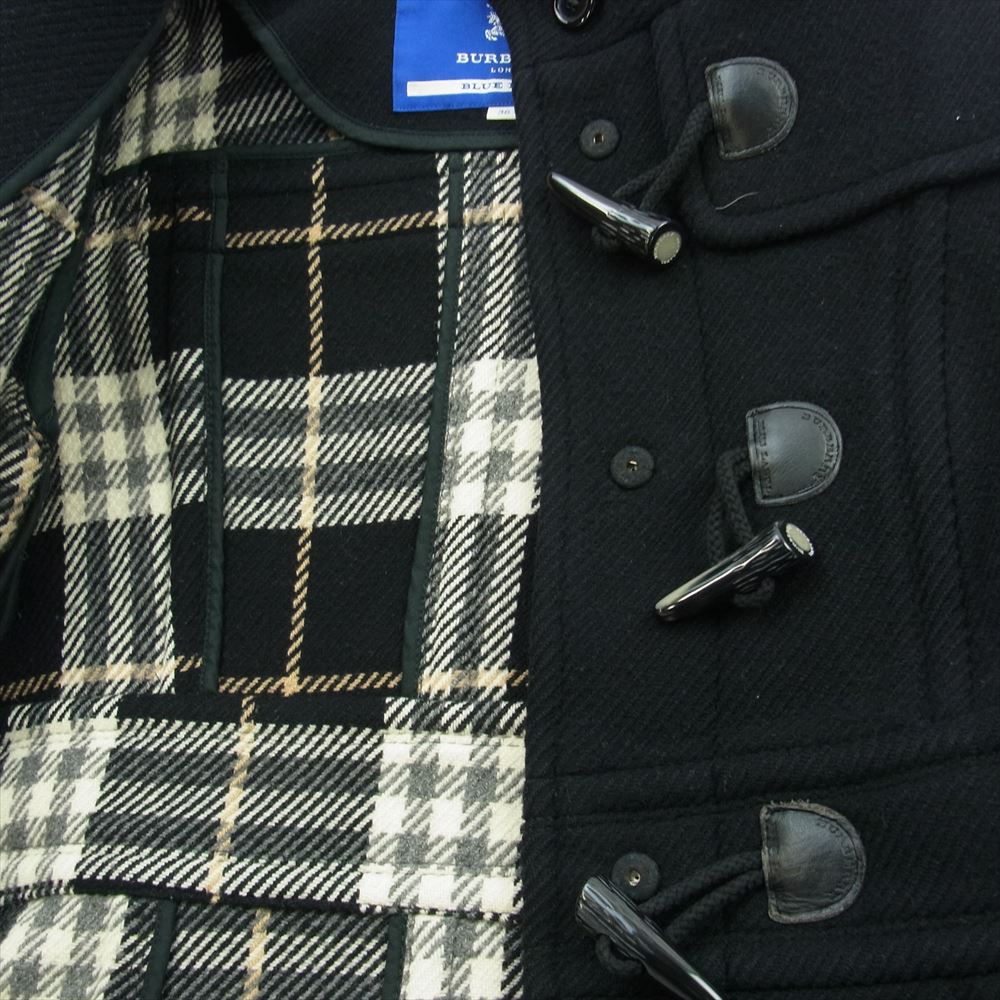 BURBERRY BLUE LABEL バーバリーブルーレーベル FNF06-717-09 裏地チェック ダッフル コート ブラック ブラック系 38【中古】