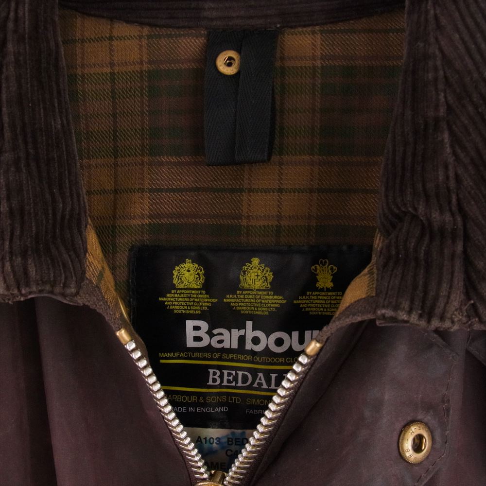 Barbour バブアー A103 英国製 BEDALE ビデイル 3ワラント オイルドジャケット ブラウン系【中古】