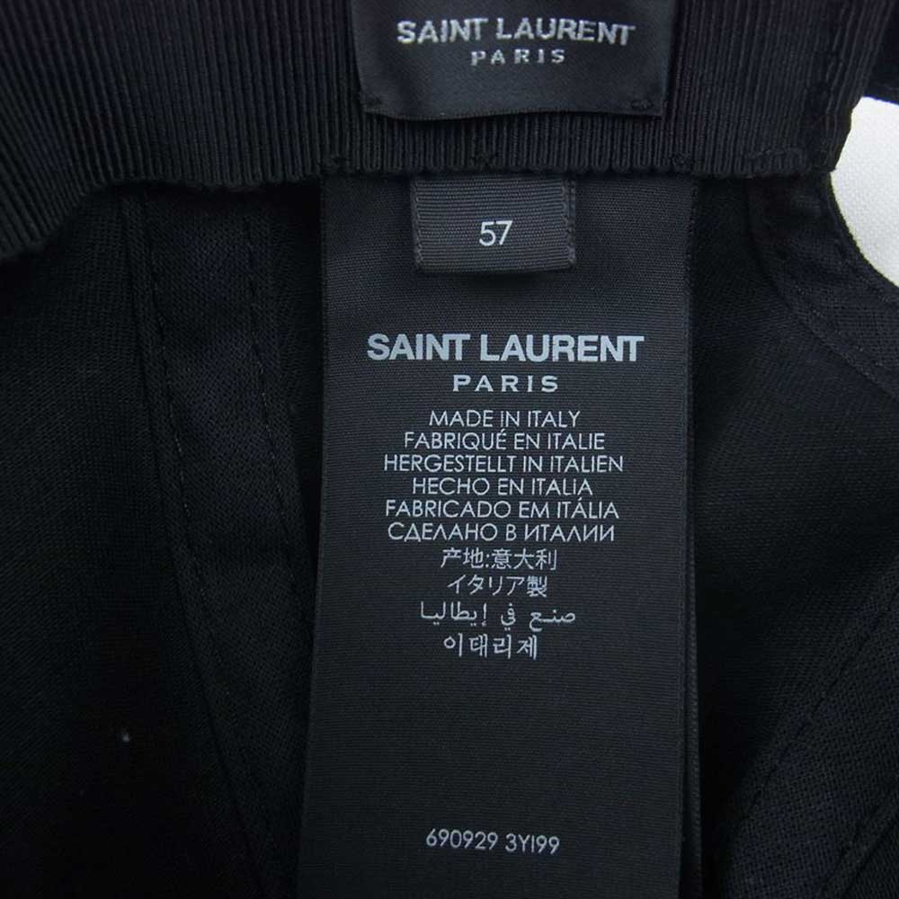 SAINT LAURENT サンローラン 690929 AL ロゴ刺繍 ベースボール キャップ ブラック系 57【中古】