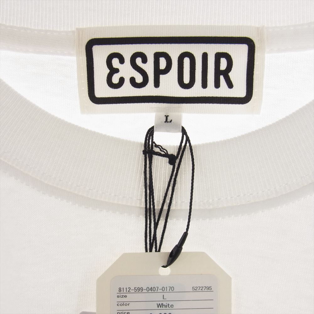 エスポワール 1023-12-19 LOGO LONG SLEEVE TEE バックプリント 長袖 Ｔシャツ ホワイト系 L【美品】【中古】