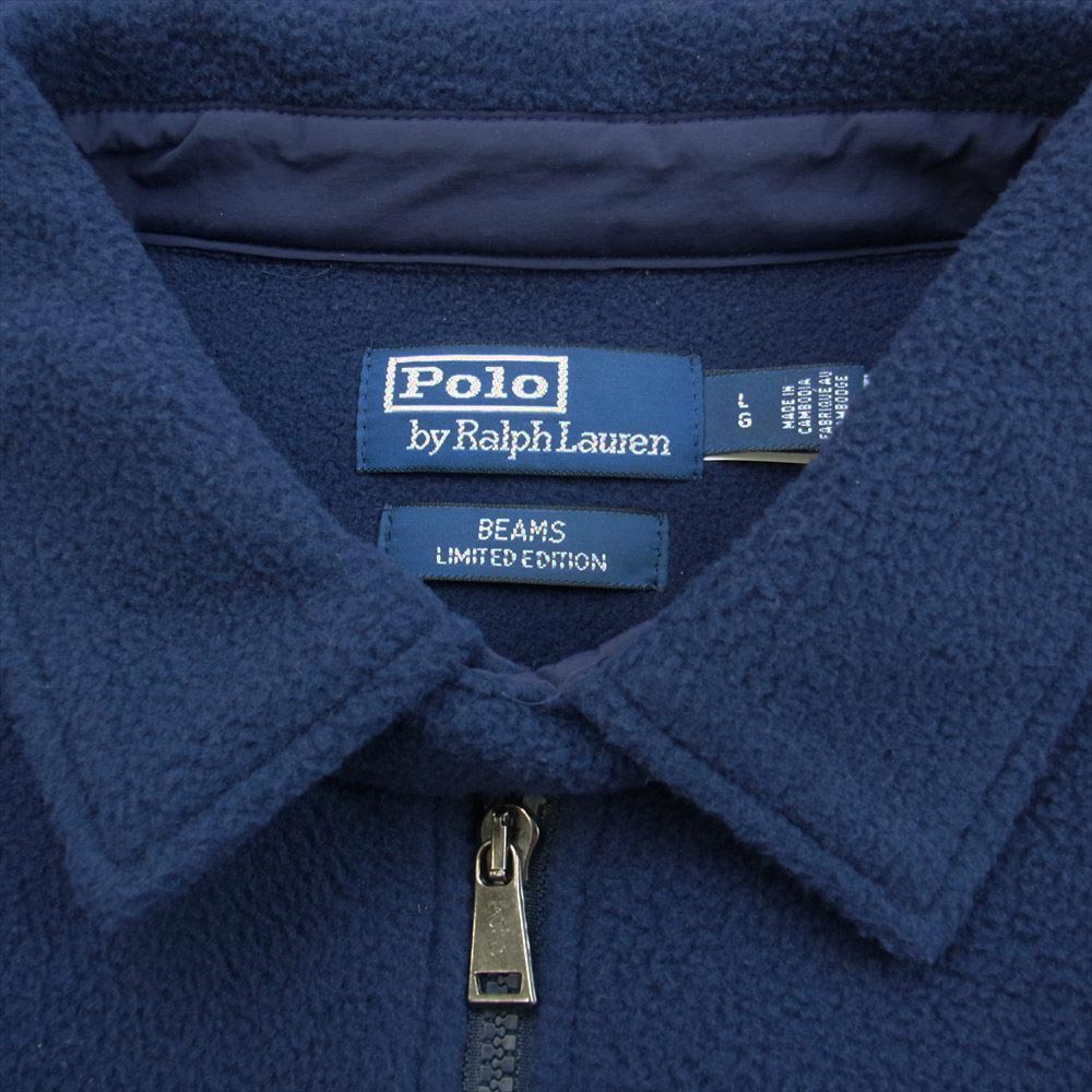 POLO RALPH LAUREN ポロ・ラルフローレン 22AW BEAMS ビームス別注 Navy and Gold Logo Collectio FLEECE JACKET ゴールドロゴ刺繍 フリースジャケット ネイビー系【美品】【中古】