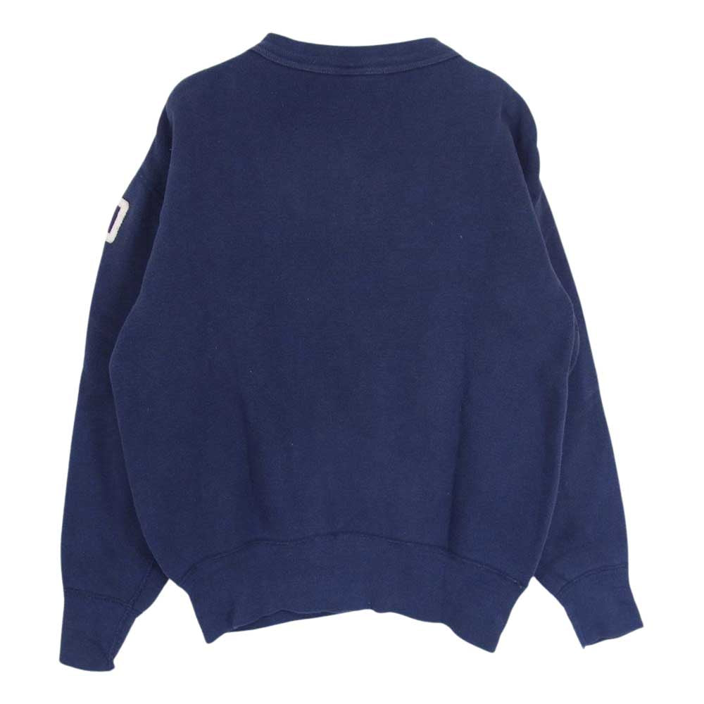 ヴィンテージ ナンバリングワッペン 前V クルーネック スウェット トレーナー ネイビー ネイビー系 M【中古】