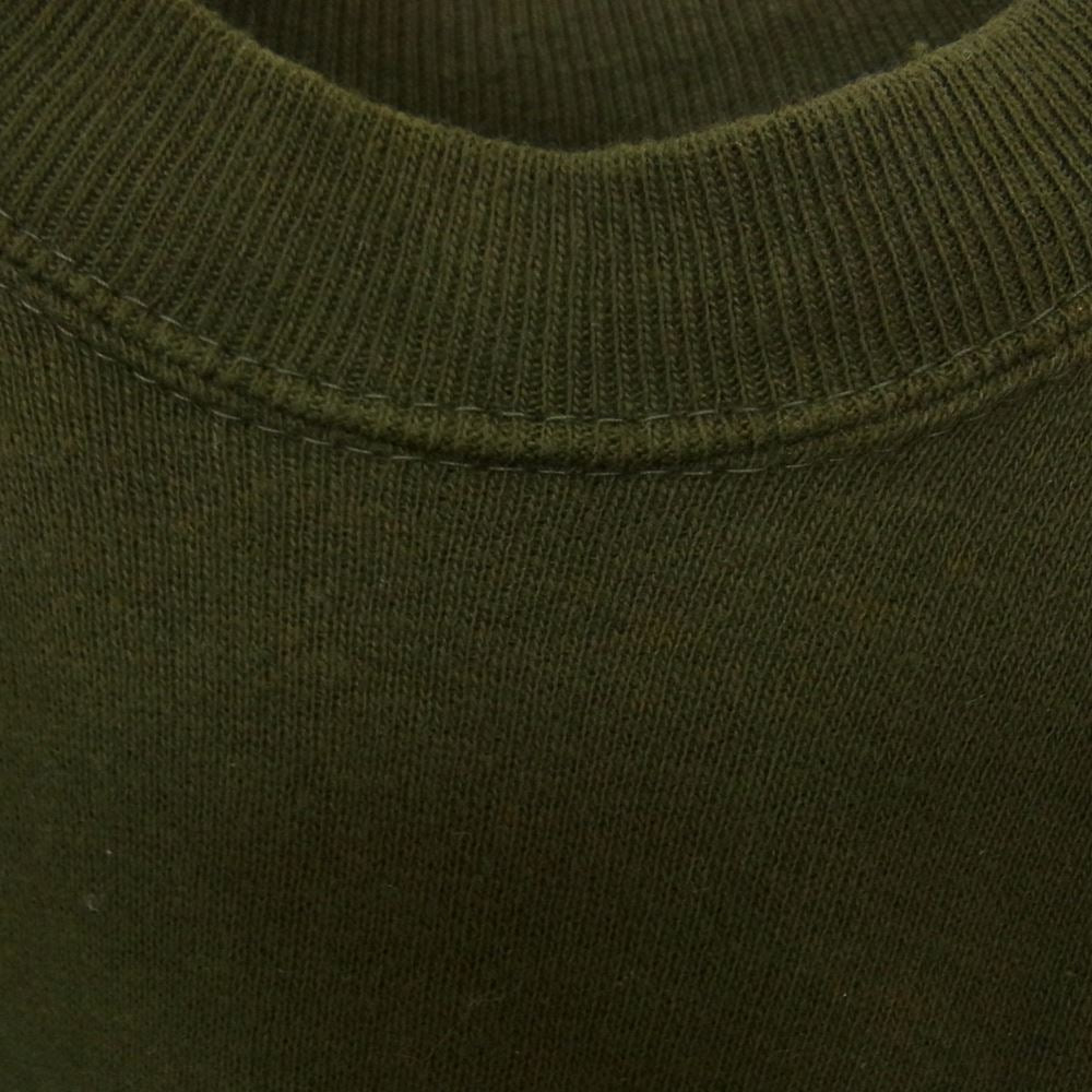 Champion チャンピオン UW フロッキープリント ラグラン クルーネック 半袖 スウェット Tシャツ スウェT グリーン系 L【中古】