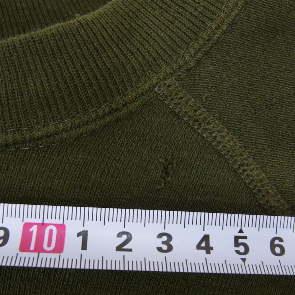 Champion チャンピオン UW フロッキープリント ラグラン クルーネック 半袖 スウェット Tシャツ スウェT グリーン系 L【中古】