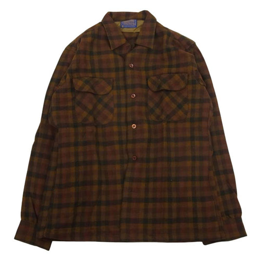 PENDLETON ペンドルトン ヴィンテージ 60s Board Shirt ボード シャツ ウール チェック シャツ  ブラウン系 M【中古】
