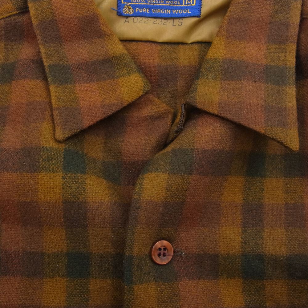 PENDLETON ペンドルトン ヴィンテージ 60s Board Shirt ボード シャツ ウール チェック シャツ  ブラウン系 M【中古】