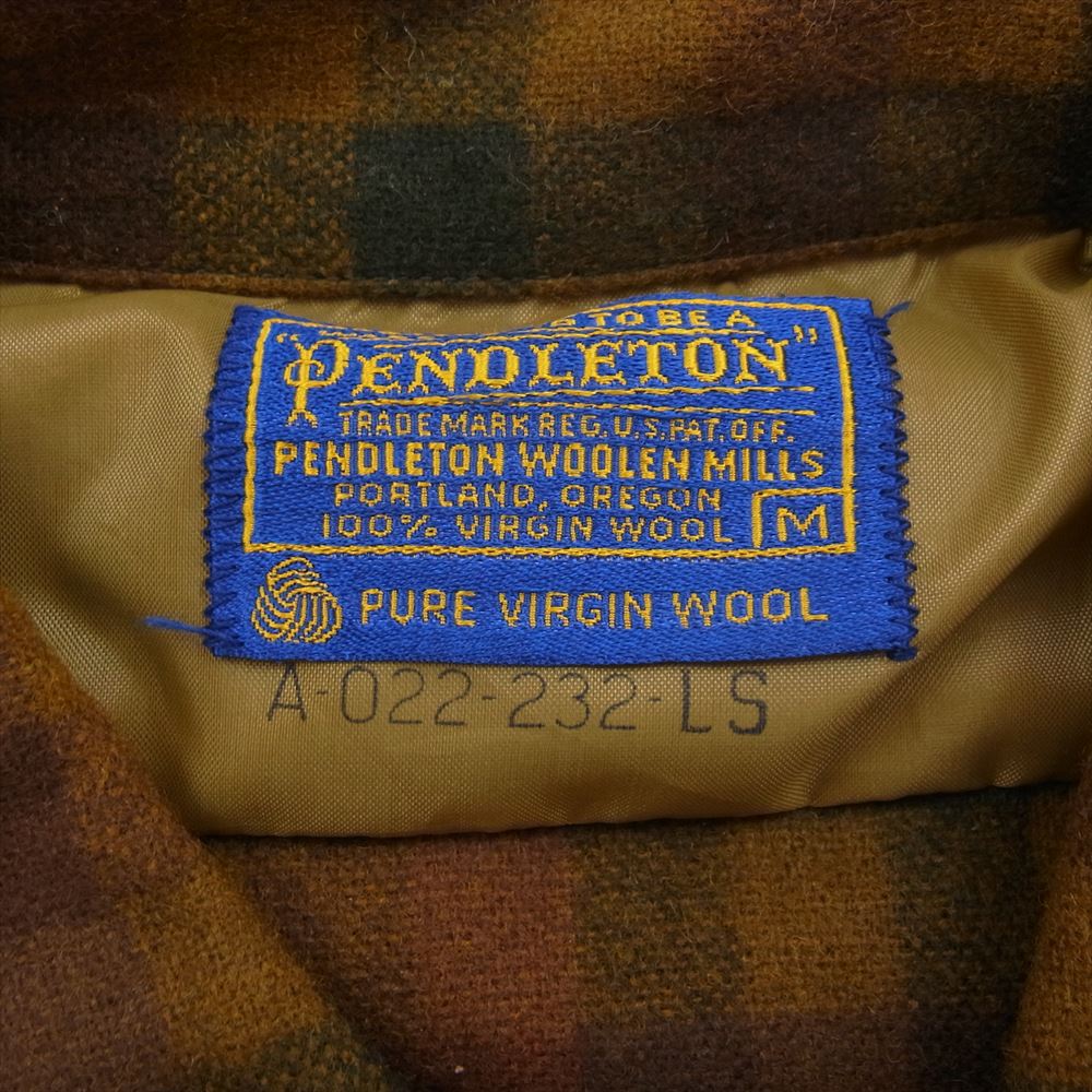 PENDLETON ペンドルトン ヴィンテージ 60s Board Shirt ボード シャツ ウール チェック シャツ  ブラウン系 M【中古】