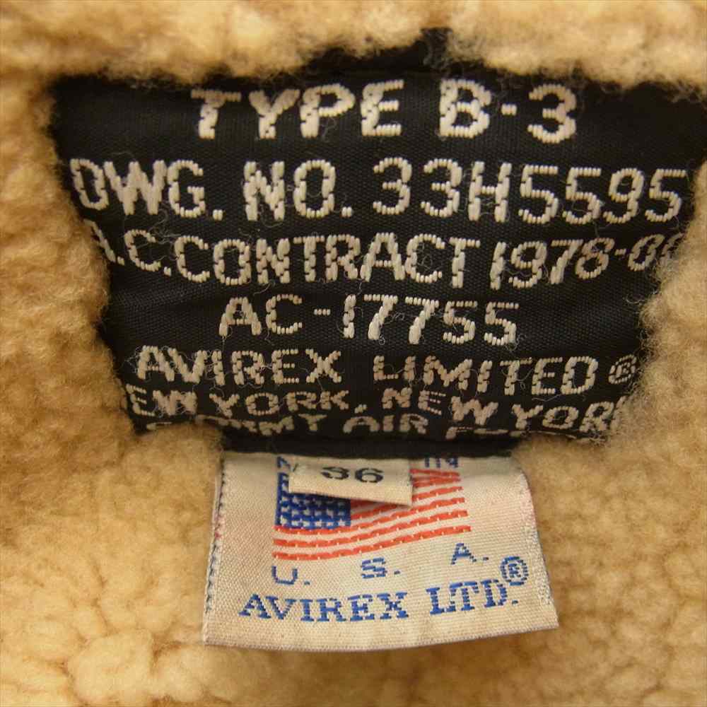 AVIREX アヴィレックス AC-17755 TYPE B-3 大戦モデル フライト ジャケット ブラウン系 36【中古】