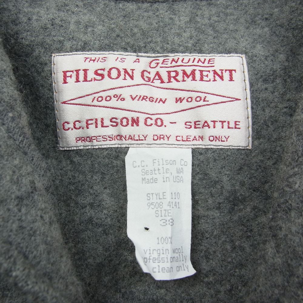 FILSON フィルソン 110 USA製 SINGLEE MACKINAW シングルマッキーノ ウール ジャケット グレー系 38【中古】