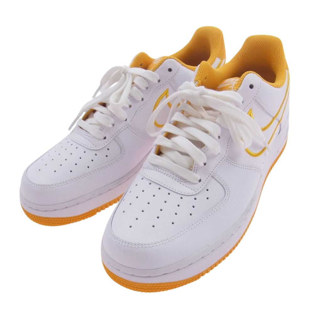 NIKE ナイキ AJ7280-101 AIR FORCE 1 AF1 07 LTHR エアフォースワン レザー ローカット スニーカー ホワイト系 イエロー系 27cm【極上美品】【中古】