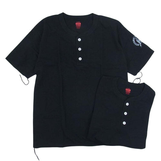 HYSTERIC GLAMOUR ヒステリックグラマー 23SS 02231CE01 ヘンリーネック 2パック 半袖 Tシャツ 2ピースセット ブラック系 XL【中古】