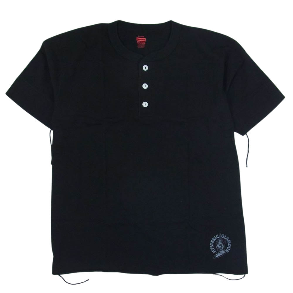 HYSTERIC GLAMOUR ヒステリックグラマー 23SS 02231CE01 ヘンリーネック 2パック 半袖 Tシャツ 2ピースセット ブラック系 XL【中古】