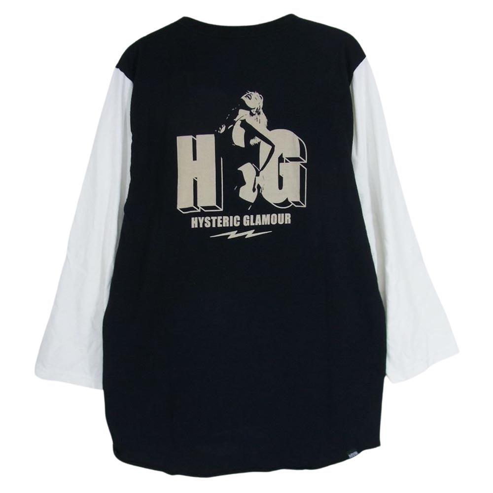 HYSTERIC GLAMOUR ヒステリックグラマー 23SS 02231CL02 HG CIRCLE LIGHTNING ヘンリーネック 七分袖 Tシャツ ブラック系 M【中古】
