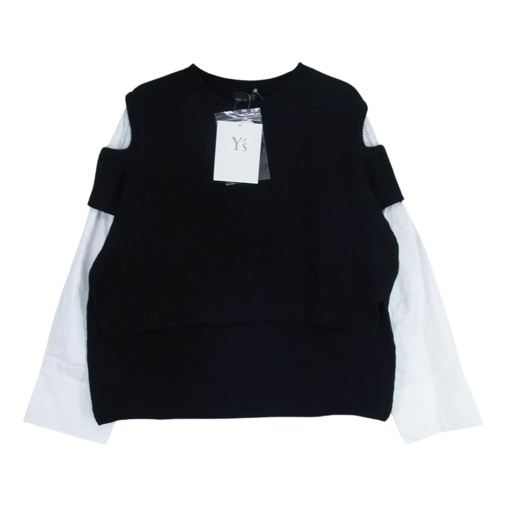 Y's Yohji Yamamoto ワイズ ヨウジヤマモト 20AW YB-K78-148 LOOK19 オープンショルダー シャツレイヤード ニット セーター ブラック系 2【美品】【中古】