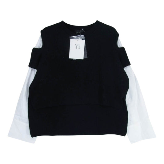 Y's Yohji Yamamoto ワイズ ヨウジヤマモト 20AW YB-K78-148 LOOK19 オープンショルダー シャツレイヤード ニット セーター ブラック系 2【美品】【中古】