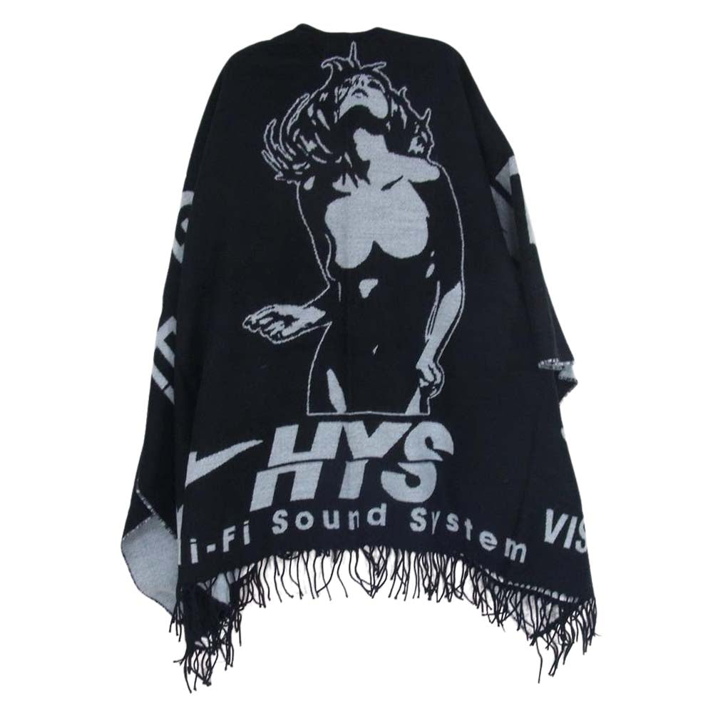 HYSTERIC GLAMOUR ヒステリックグラマー 02203QC02 HI-FI SOUND SYSTEM サウンドシステム ポンチョストール ブラック系 FREE【新古品】【未使用】【中古】