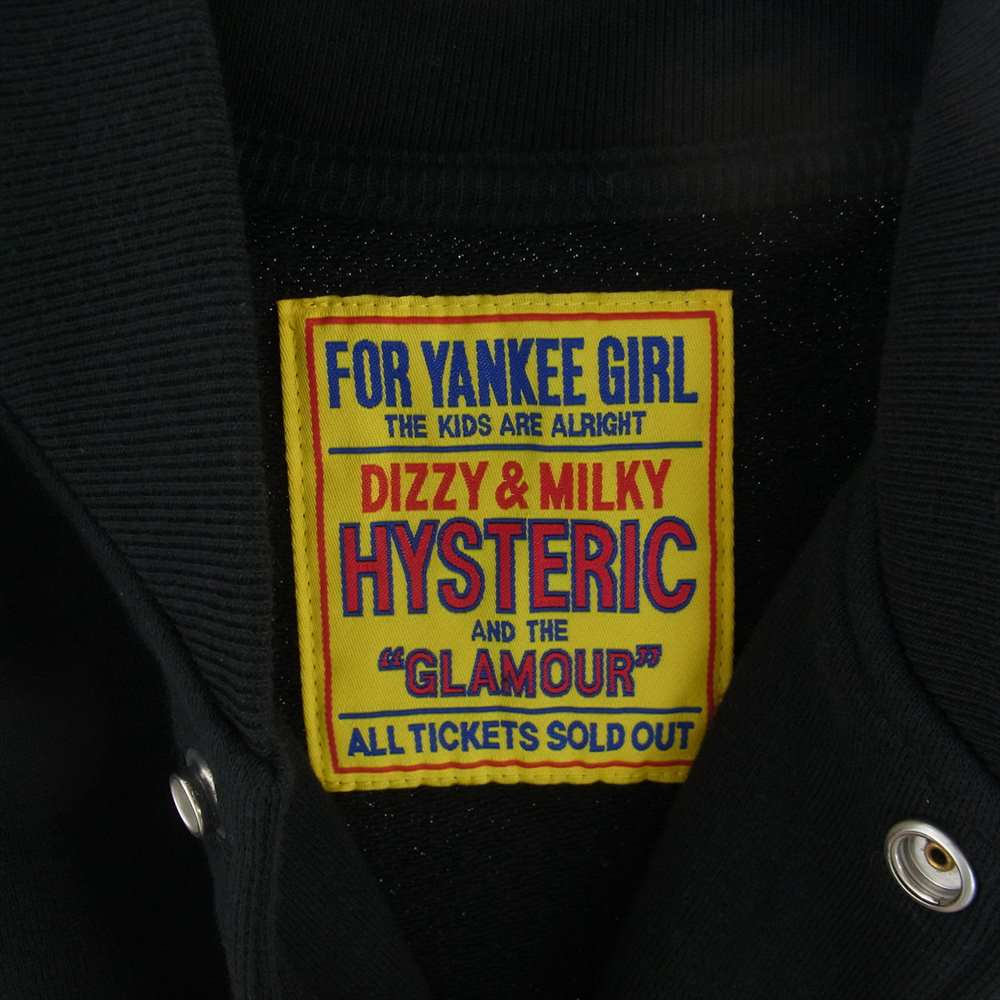 HYSTERIC GLAMOUR ヒステリックグラマー 23SS 01231CJ01 FEELING GOOD フィーリンググッド オーバーサイズ ジャンパー スウェット MA-1 ブルゾン ブラック系 FREE【美品】【中古】