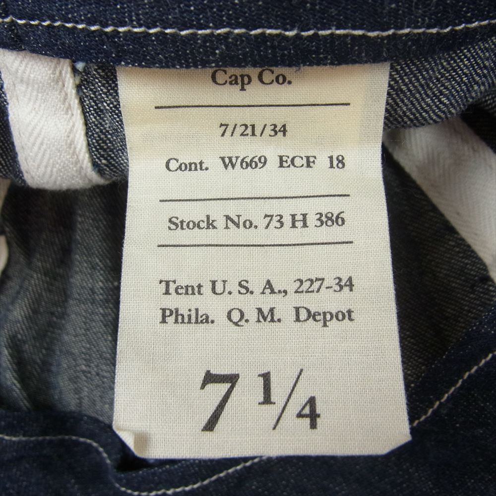 Buzz Rickson's バズリクソンズ BR02308 ARMY CAP WORKING DENIM アーミー デニム ミリタリー キャップ インディゴブルー系 7 1/4【中古】