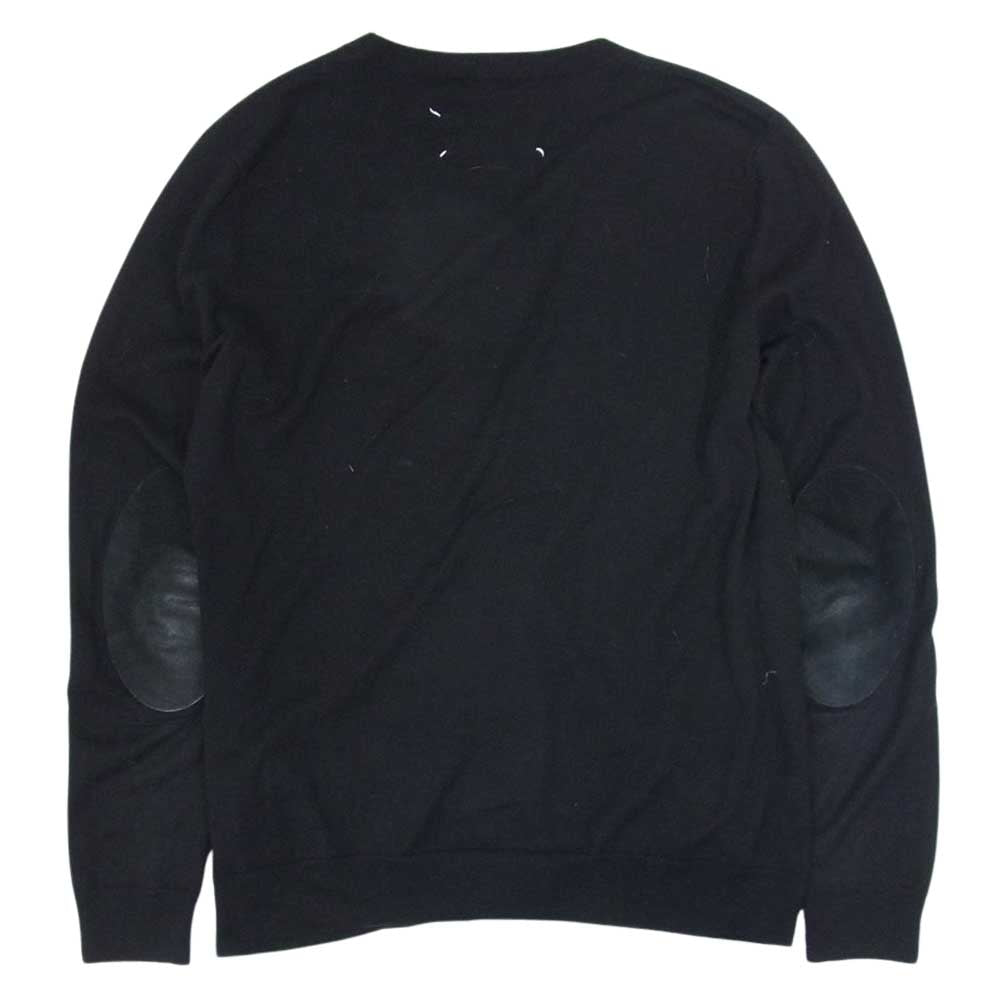 MAISON MARGIELA メゾンマルジェラ 15AW S50HA0590 14ライン エルボーパッチ Vネック カーディガン ブラック系 S【中古】