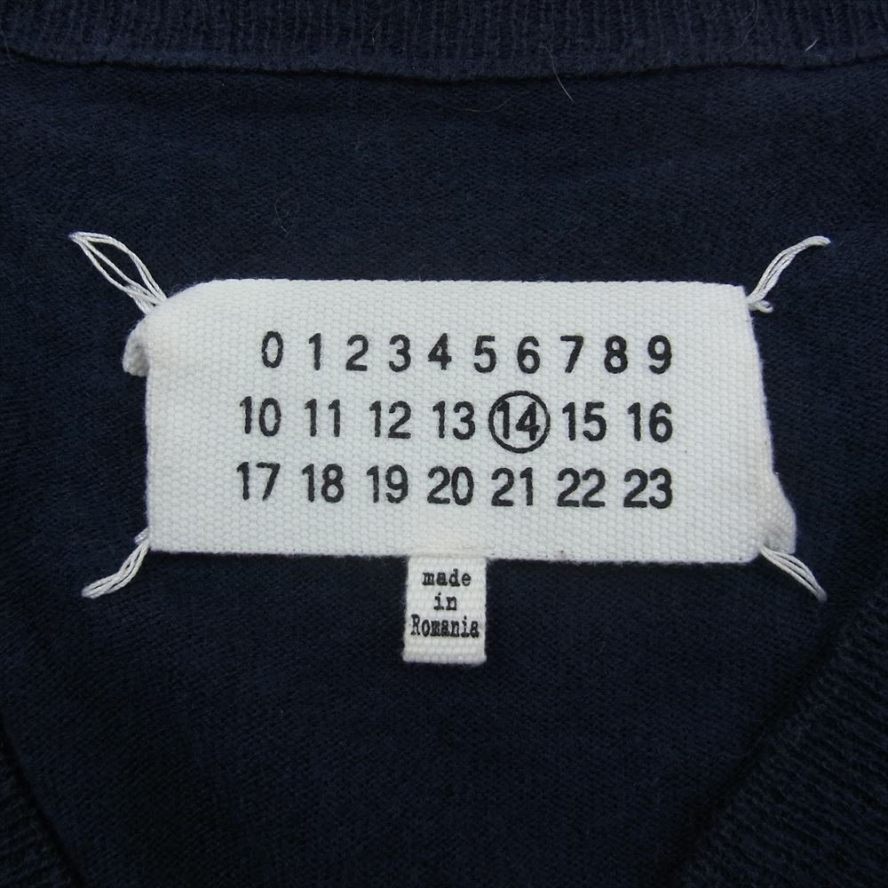 MAISON MARGIELA メゾンマルジェラ 15AW S50HA0589 14ライン エルボーパッチ Vネック ニット セーター ネイビー系 S【中古】