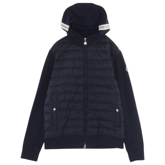 MONCLER モンクレール MAGLIA CARDIGAN マグリア カーディガン サイドライン ダウン切替 スウェット パーカー ダークネイビー系 L【中古】