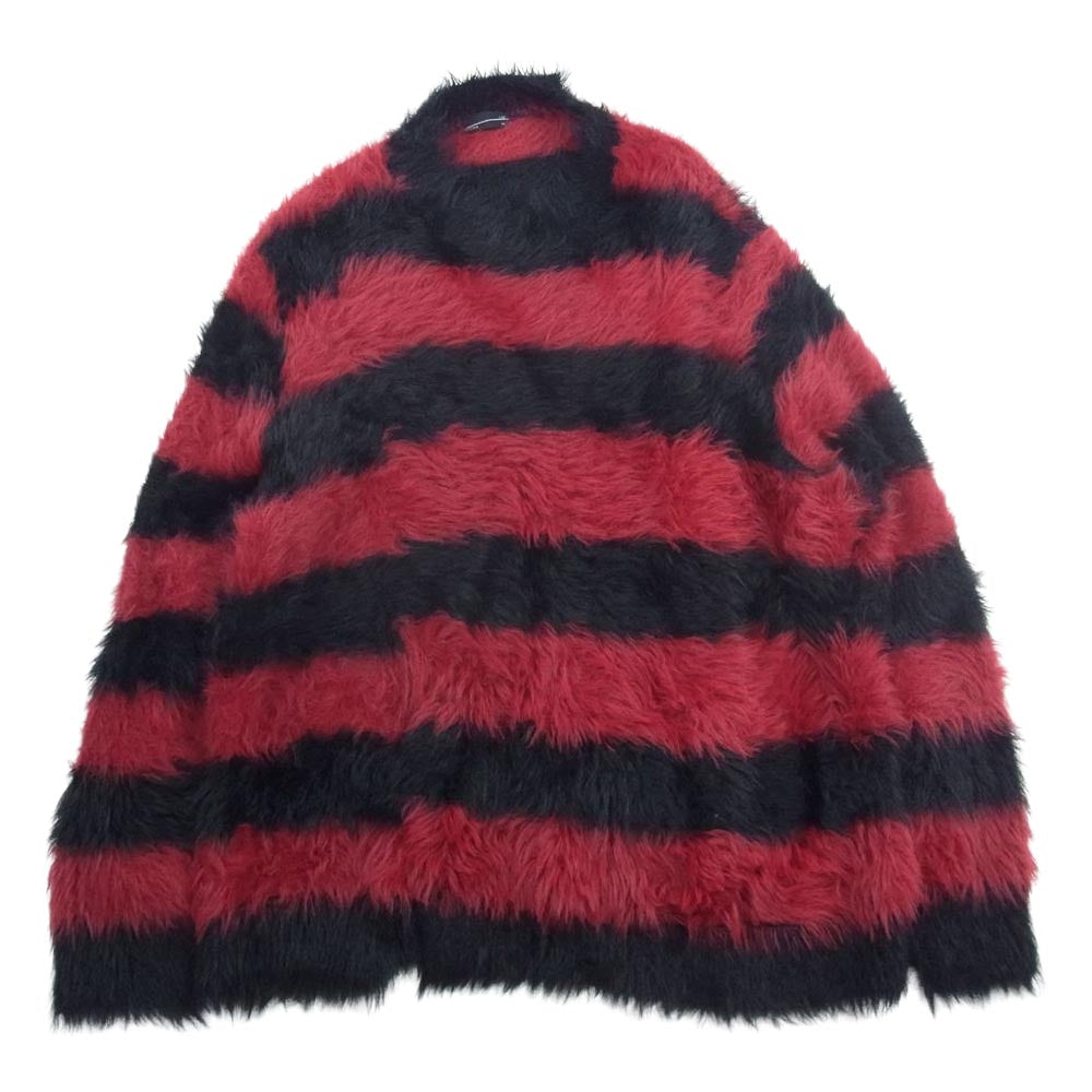 LAD MUSICIAN ラッドミュージシャン 2217-021 SHAGGY BORDER KNIT PULLOVER シャギー ボーダー ニット ブラック系 レッド系 44【美品】【中古】