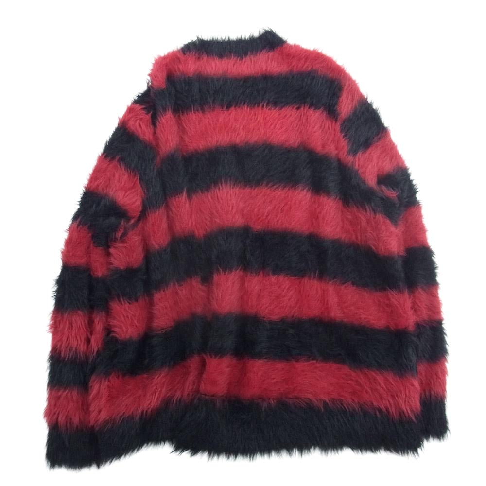 LAD MUSICIAN ラッドミュージシャン 2217-021 SHAGGY BORDER KNIT PULLOVER シャギー ボーダー ニット ブラック系 レッド系 44【美品】【中古】