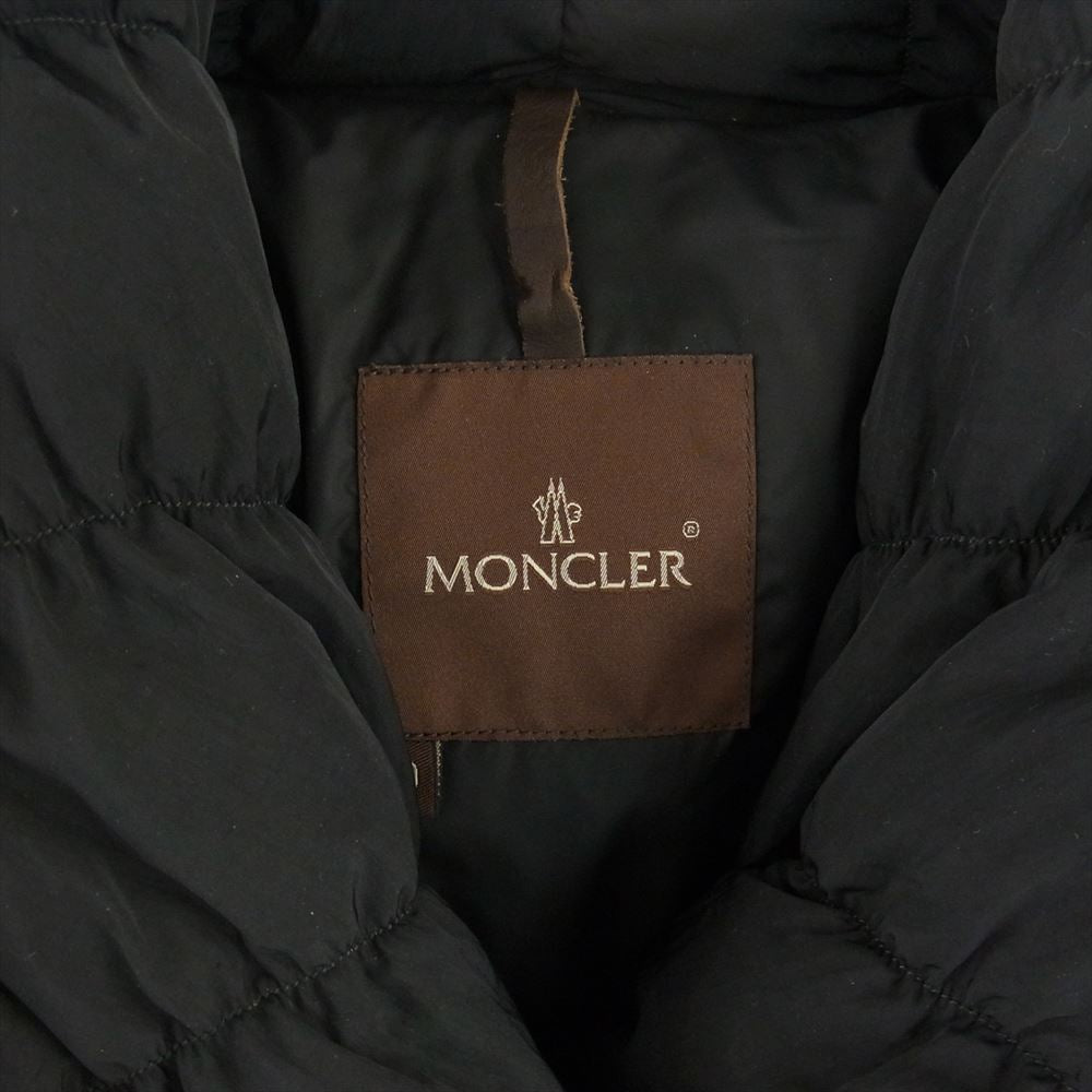 MONCLER モンクレール 茶タグ フード付き 襟変形 ショート ダウンジャケット ブラック系【中古】