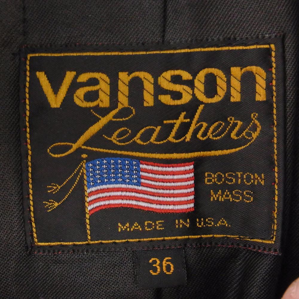 VANSON バンソン Type RJP レザー シングル ライダース ジャケット ブラック系 レッド系 36【中古】