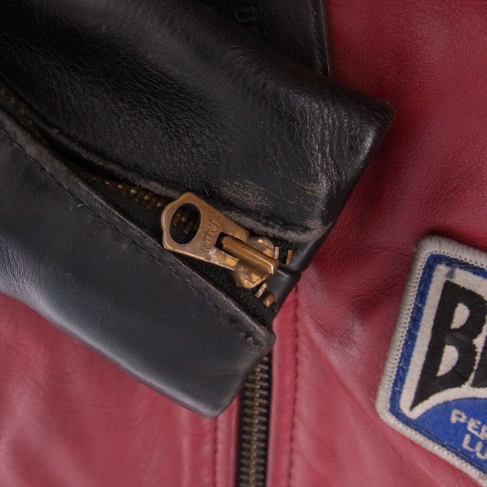 VANSON バンソン Type RJP レザー シングル ライダース ジャケット ブラック系 レッド系 36【中古】