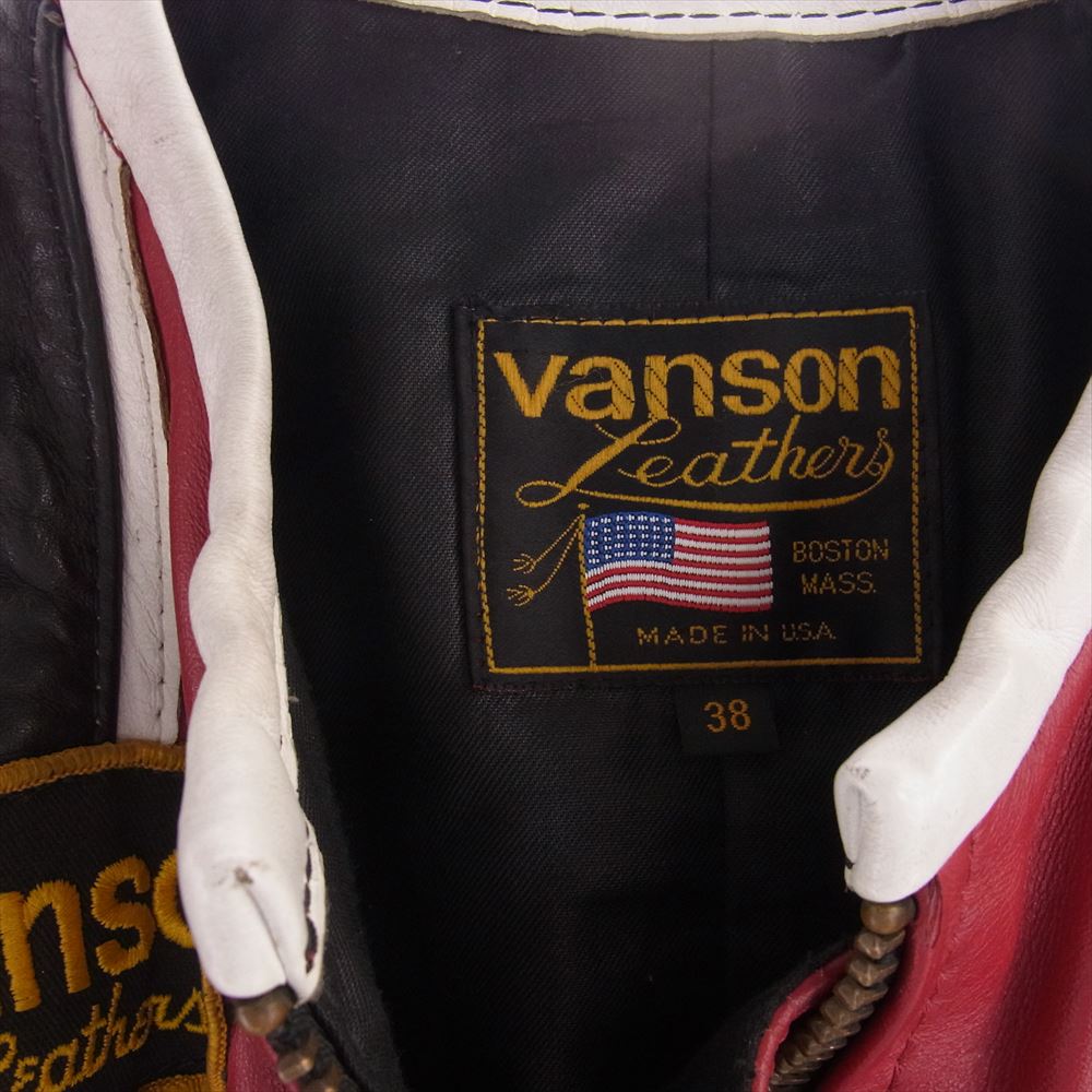 VANSON バンソン ONE STAR ワンスター レザー シングル ライダース ジャケット ブラック系 レッド系 38【中古】