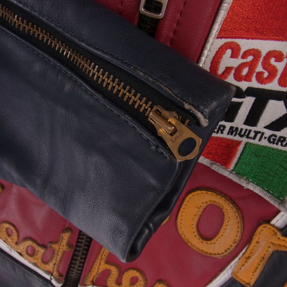 VANSON バンソン ONE STAR ワンスター レザー シングル ライダース ジャケット ブラック系 レッド系 38【中古】