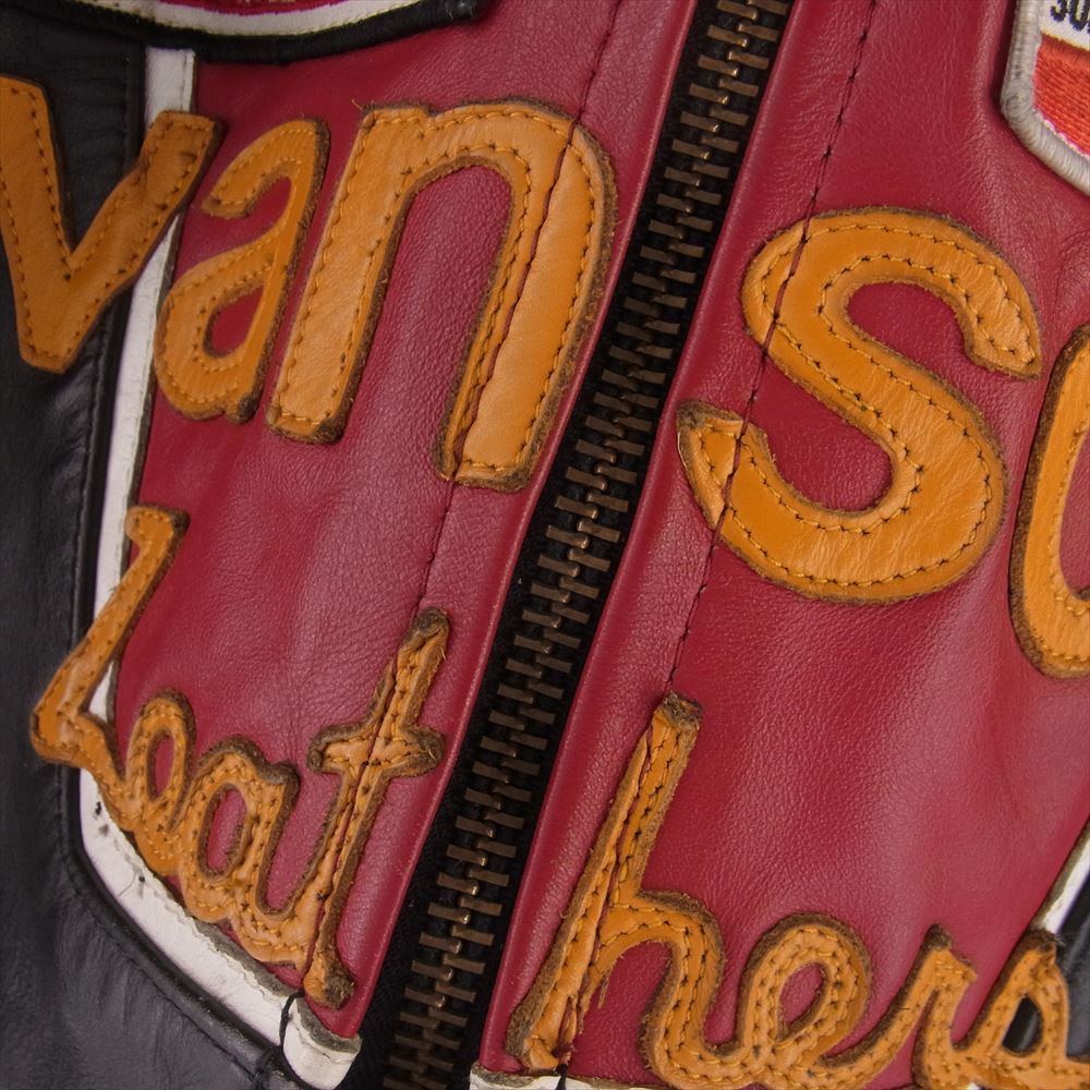 VANSON バンソン ONE STAR ワンスター レザー シングル ライダース ジャケット ブラック系 レッド系 38【中古】