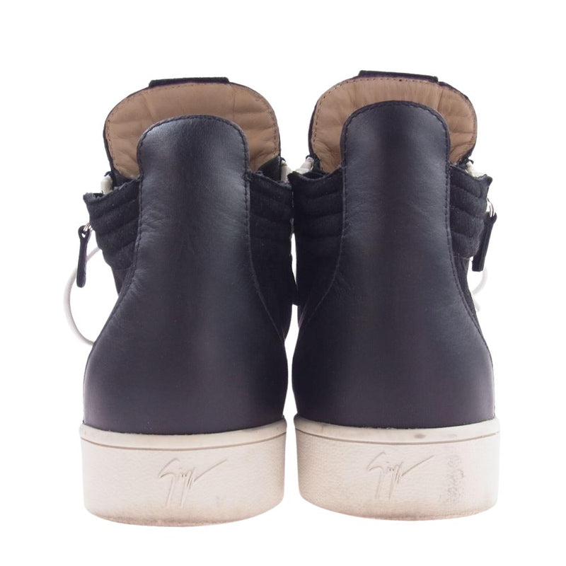 ジュゼッペザノッティ Jess leather sneakers レザー サイドジップ スニーカー ブラック系 43インチ【中古】