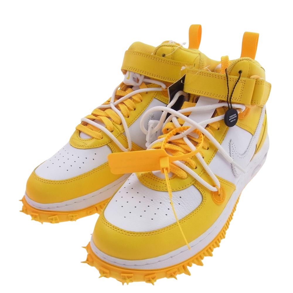 NIKE ナイキ DR0500-101 × Off-White オフホワイト Air Force 1 Mid SP LTHR White and Varsity Maize エアフォース1 ミッド SP レザー ホワイト アンド バーシティ スニーカー イエロー系 ホワイト系 28.5cm【極上美品】【中古】