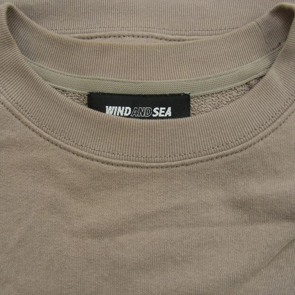 WIND AND SEA ウィンダンシー WDS-STD33-03 ロゴ刺繍 SS 半袖 スウェット ライトブラウン系 L【中古】
