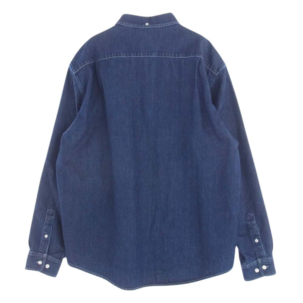 Supreme シュプリーム 22SS 【難有】Small Box Shirt Denim スモールボックスロゴ デニム ボタンダウン シャツ ブルー系 L【中古】