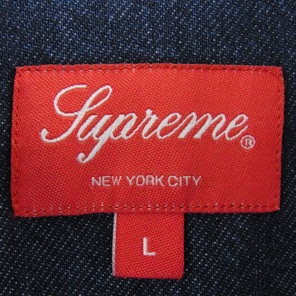 Supreme シュプリーム 22SS 【難有】Small Box Shirt Denim スモールボックスロゴ デニム ボタンダウン シャツ ブルー系 L【中古】