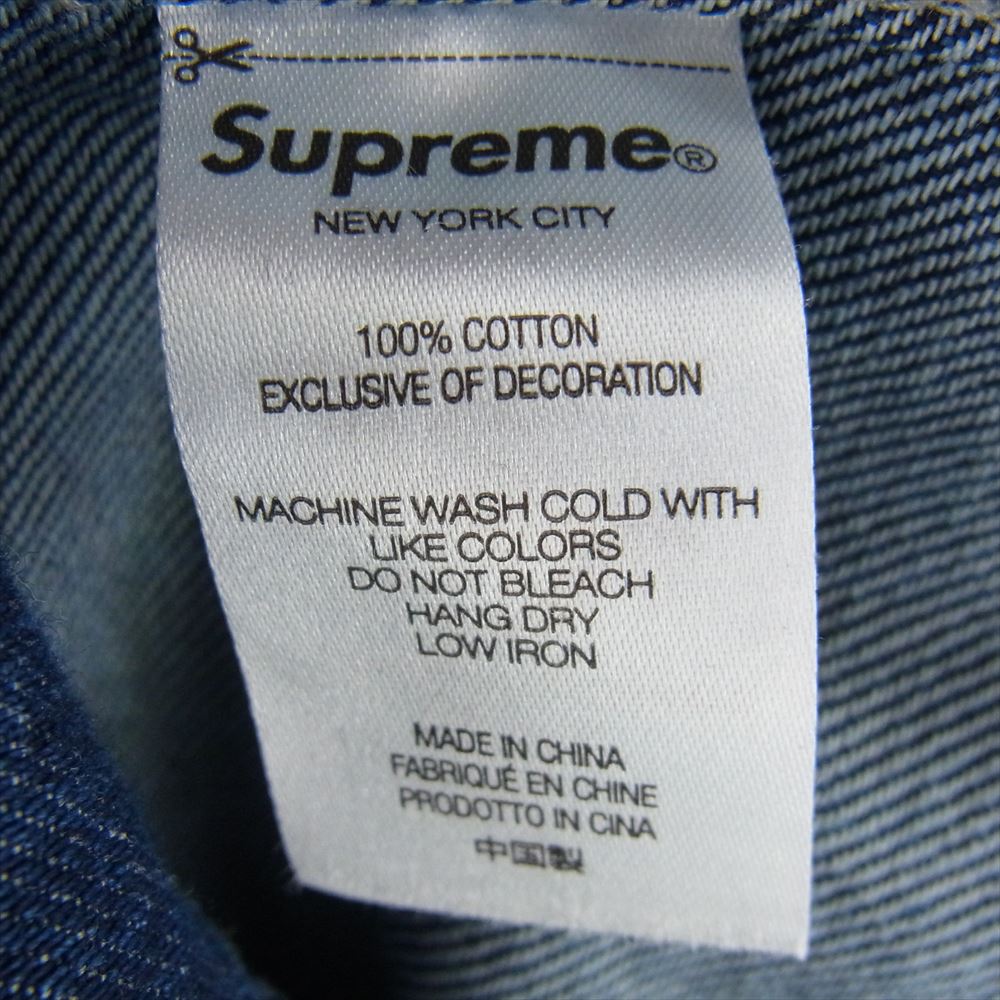 Supreme シュプリーム 22SS 【難有】Small Box Shirt Denim スモールボックスロゴ デニム ボタンダウン シャツ ブルー系 L【中古】