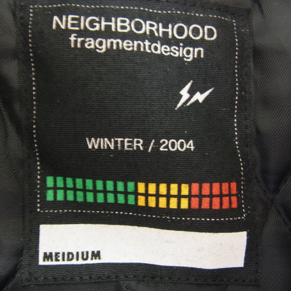 NEIGHBORHOOD ネイバーフッド Fragment varsity jacket フラグメント 04AW 袖パンチングレザー スタジャン スタジアムジャケット ブラック系 M【中古】