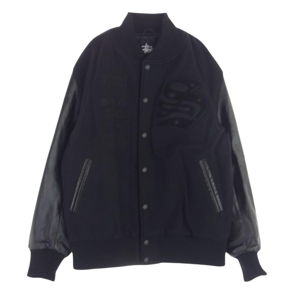 STUSSY ステューシー 13AW  45KING K.O.D.P. BBP ワッペン付き 袖レザー スタジャン スタジアムジャケット ブラック系 L【中古】