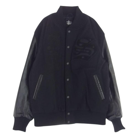 STUSSY ステューシー 13AW  45KING K.O.D.P. BBP ワッペン付き 袖レザー スタジャン スタジアムジャケット ブラック系 L【中古】