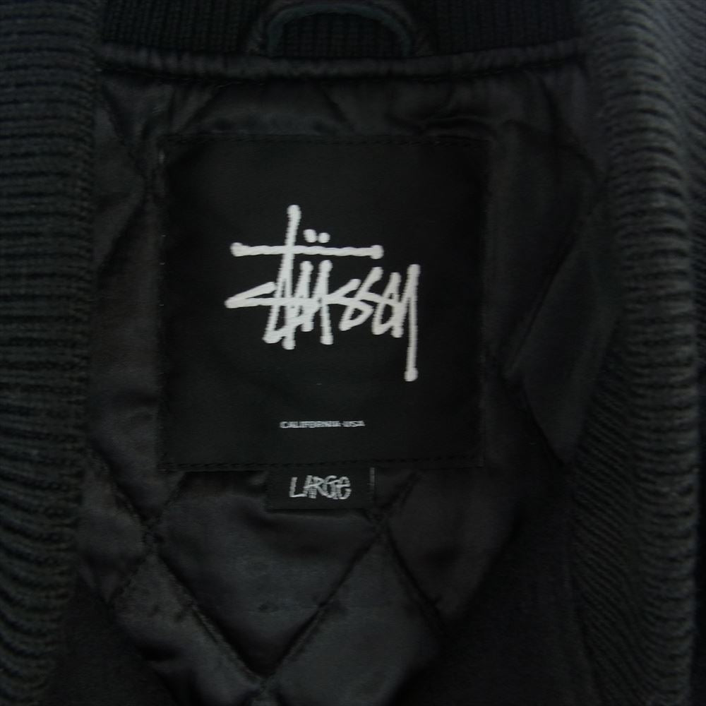 STUSSY ステューシー 13AW  45KING K.O.D.P. BBP ワッペン付き 袖レザー スタジャン スタジアムジャケット ブラック系 L【中古】