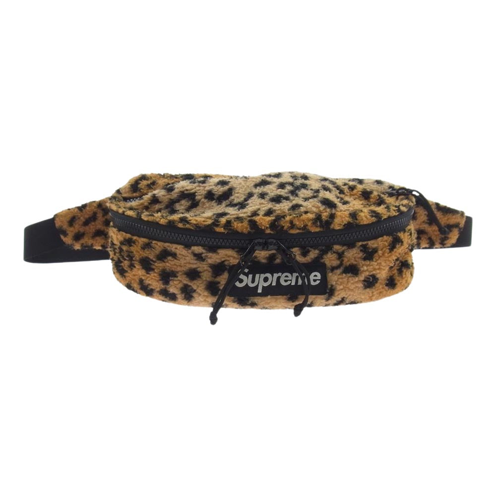 Supreme シュプリーム 17AW Leopard Fleece Waist Bag レオパード フリース ウェストバッグ オレンジ系【中古】