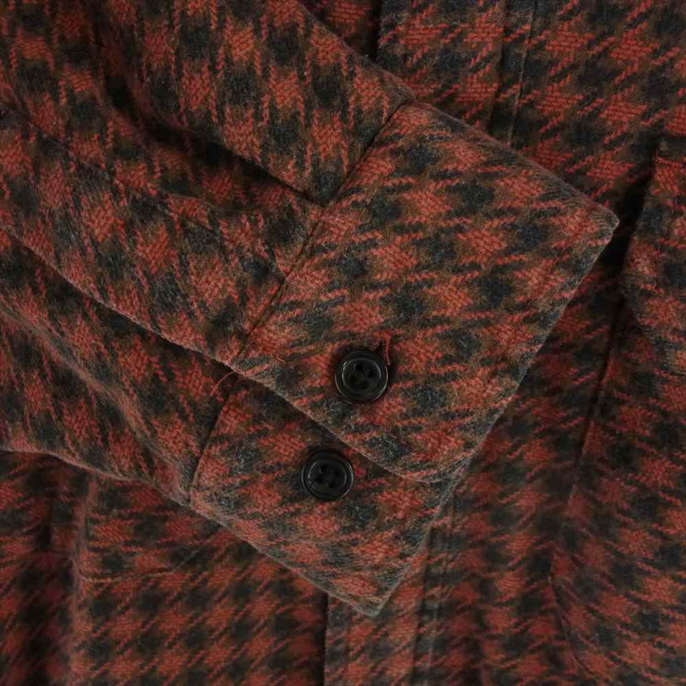 Supreme シュプリーム 22FW Houndstooth Flannel Hooded Shirt ハウンドトゥース フランネル フーデッド シャツ エンジ系 L【極上美品】【中古】
