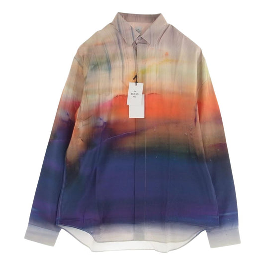 Berluti ベルルッティ 21AW R21HTL52-001 Lev Khesin Silk Shirt レヴクシン 総柄 シルク 長袖シャツ  ベージュオレンジ R41【極上美品】【中古】