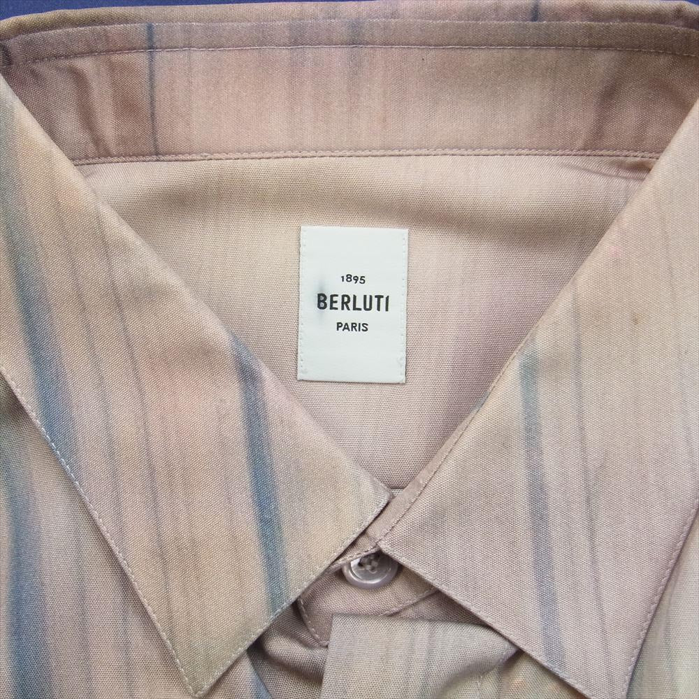 Berluti ベルルッティ 21AW R21HTL52-001 Lev Khesin Silk Shirt レヴクシン 総柄 シルク 長袖シャツ  ベージュオレンジ R41【極上美品】【中古】