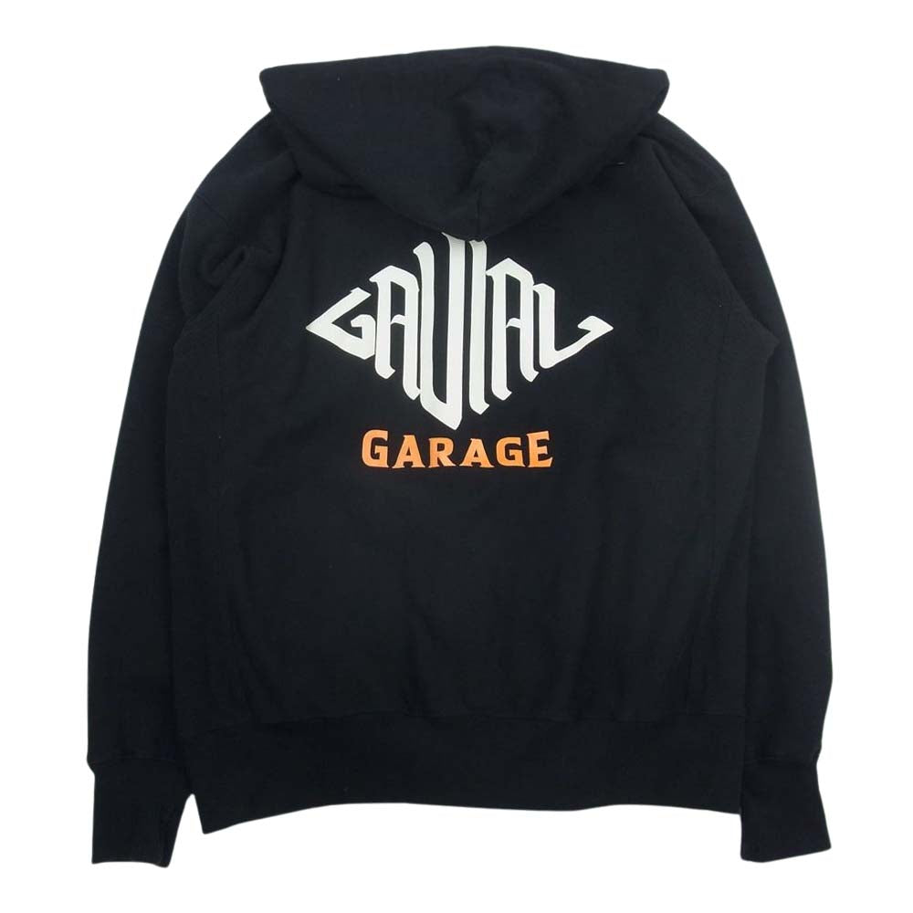 GAVIAL ガヴィル GAVIAL GARAGE プリント ジップ アップ パーカー ブラック系 XL【中古】